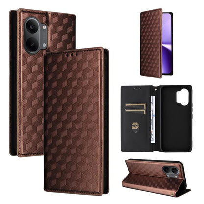 Cubic Grid Texture Flip Leather Phone Case, For Redmi 17 5G / 4G Global 170mm / Poco M8x, For Redmi Note 17 5G / 4G Global / 5G India 169.7mm, For Redmi 17C 5G, For Redmi Note 17 Pro+ 5G Global 163.4mm, For Redmi K100 Pro Max 5G / Poco F9 Ultra 5G     ...