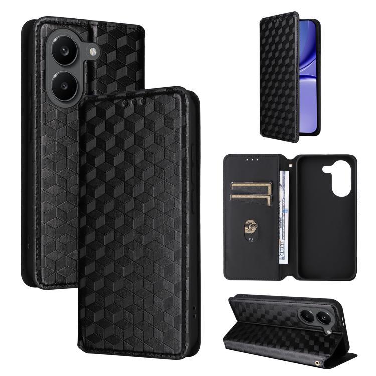 Cubic Grid Texture Flip Leather Phone Case, For Redmi 17 5G / 4G Global 170mm / Poco M8x, For Redmi Note 17 5G / 4G Global / 5G India 169.7mm, For Redmi 17C 5G, For Redmi Note 17 Pro+ 5G Global 163.4mm, For Redmi K100 Pro Max 5G / Poco F9 Ultra 5G     ...