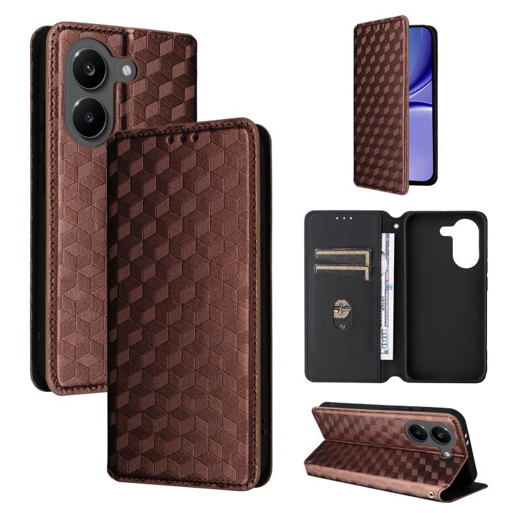 Cubic Grid Texture Flip Leather Phone Case, For Redmi 17 5G / 4G Global 170mm / Poco M8x, For Redmi Note 17 5G / 4G Global / 5G India 169.7mm, For Redmi 17C 5G, For Redmi Note 17 Pro+ 5G Global 163.4mm, For Redmi K100 Pro Max 5G / Poco F9 Ultra 5G     ...