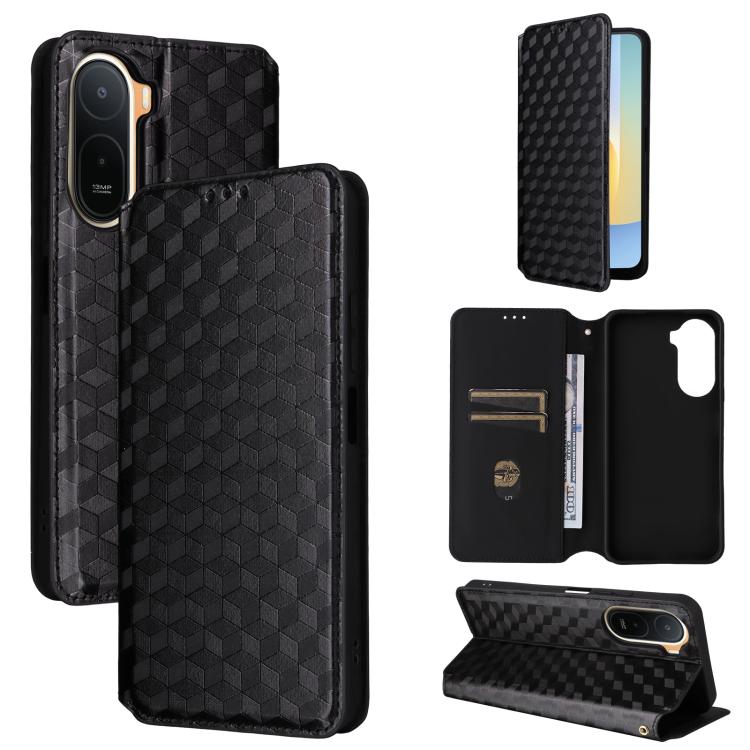 Cubic Grid Texture Flip Leather Phone Case, For Redmi 17 5G / 4G Global 170mm / Poco M8x, For Redmi Note 17 5G / 4G Global / 5G India 169.7mm, For Redmi 17C 5G, For Redmi Note 17 Pro+ 5G Global 163.4mm, For Redmi K100 Pro Max 5G / Poco F9 Ultra 5G     ...