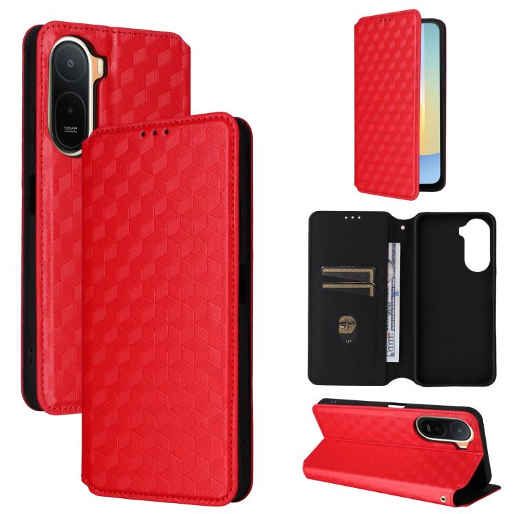 Cubic Grid Texture Flip Leather Phone Case, For Redmi 17 5G / 4G Global 170mm / Poco M8x, For Redmi Note 17 5G / 4G Global / 5G India 169.7mm, For Redmi 17C 5G, For Redmi Note 17 Pro+ 5G Global 163.4mm, For Redmi K100 Pro Max 5G / Poco F9 Ultra 5G     ...