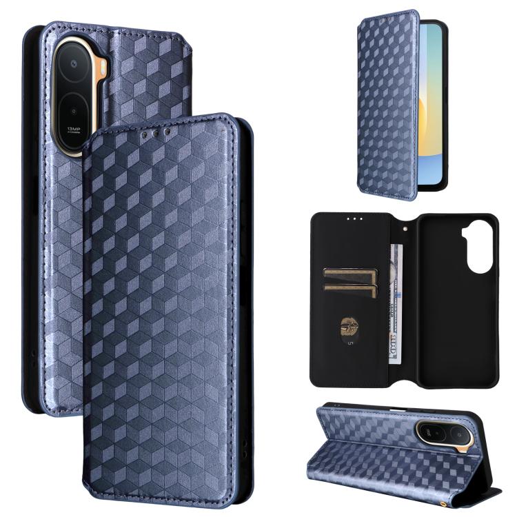 Cubic Grid Texture Flip Leather Phone Case, For Redmi 17 5G / 4G Global 170mm / Poco M8x, For Redmi Note 17 5G / 4G Global / 5G India 169.7mm, For Redmi 17C 5G, For Redmi Note 17 Pro+ 5G Global 163.4mm, For Redmi K100 Pro Max 5G / Poco F9 Ultra 5G     ...