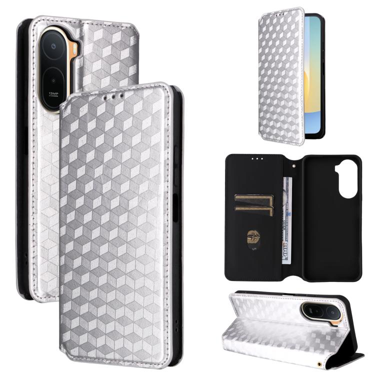 Cubic Grid Texture Flip Leather Phone Case, For Redmi 17 5G / 4G Global 170mm / Poco M8x, For Redmi Note 17 5G / 4G Global / 5G India 169.7mm, For Redmi 17C 5G, For Redmi Note 17 Pro+ 5G Global 163.4mm, For Redmi K100 Pro Max 5G / Poco F9 Ultra 5G     ...
