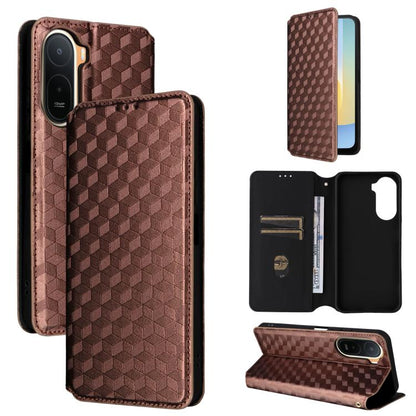 Cubic Grid Texture Flip Leather Phone Case, For Redmi 17 5G / 4G Global 170mm / Poco M8x, For Redmi Note 17 5G / 4G Global / 5G India 169.7mm, For Redmi 17C 5G, For Redmi Note 17 Pro+ 5G Global 163.4mm, For Redmi K100 Pro Max 5G / Poco F9 Ultra 5G     ...