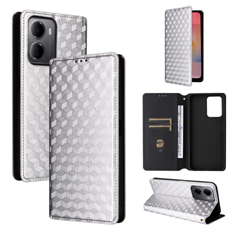Cubic Grid Texture Flip Leather Phone Case, For Redmi 17 5G / 4G Global 170mm / Poco M8x, For Redmi Note 17 5G / 4G Global / 5G India 169.7mm, For Redmi 17C 5G, For Redmi Note 17 Pro+ 5G Global 163.4mm, For Redmi K100 Pro Max 5G / Poco F9 Ultra 5G     ...
