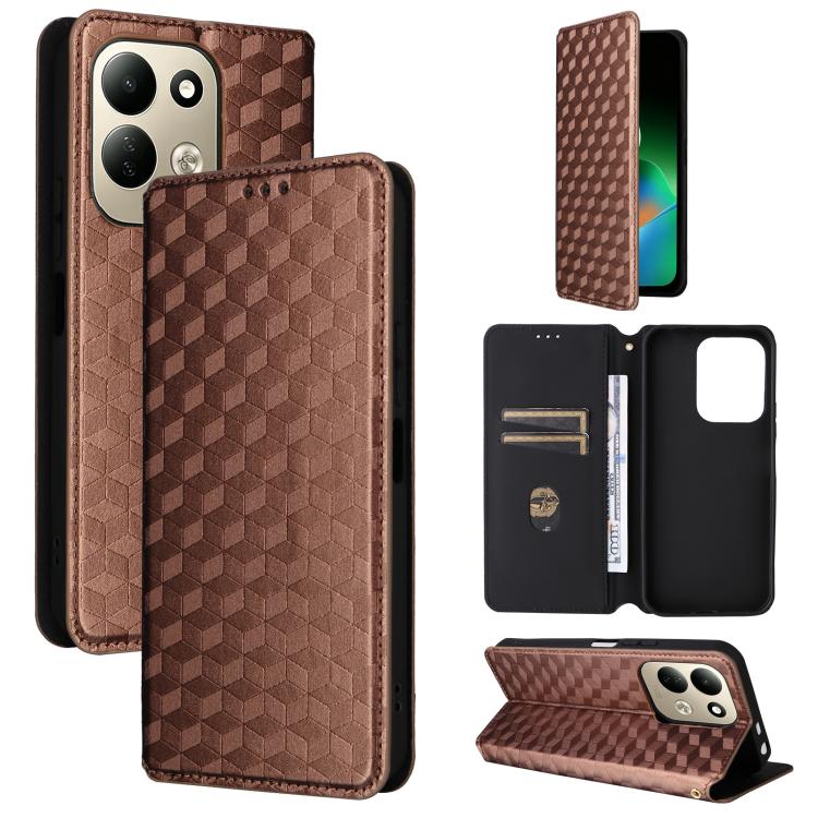 Cubic Grid Texture Flip Leather Phone Case, For Redmi 17 5G / 4G Global 170mm / Poco M8x, For Redmi Note 17 5G / 4G Global / 5G India 169.7mm, For Redmi 17C 5G, For Redmi Note 17 Pro+ 5G Global 163.4mm, For Redmi K100 Pro Max 5G / Poco F9 Ultra 5G     ...