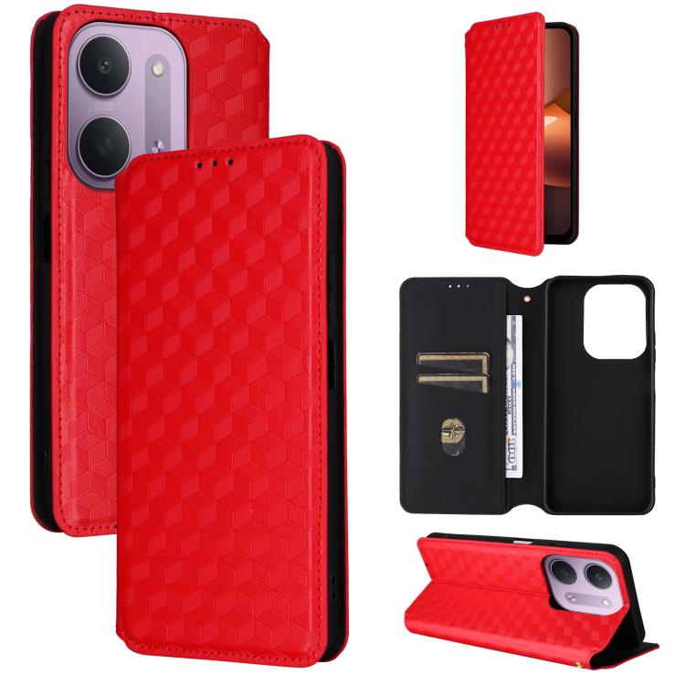 Cubic Grid Texture Flip Leather Phone Case, For Redmi 17 5G / 4G Global 170mm / Poco M8x, For Redmi Note 17 5G / 4G Global / 5G India 169.7mm, For Redmi 17C 5G, For Redmi Note 17 Pro+ 5G Global 163.4mm, For Redmi K100 Pro Max 5G / Poco F9 Ultra 5G     ...