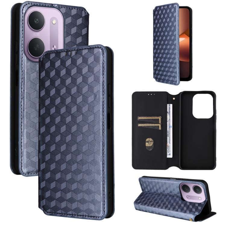 Cubic Grid Texture Flip Leather Phone Case, For Redmi 17 5G / 4G Global 170mm / Poco M8x, For Redmi Note 17 5G / 4G Global / 5G India 169.7mm, For Redmi 17C 5G, For Redmi Note 17 Pro+ 5G Global 163.4mm, For Redmi K100 Pro Max 5G / Poco F9 Ultra 5G     ...