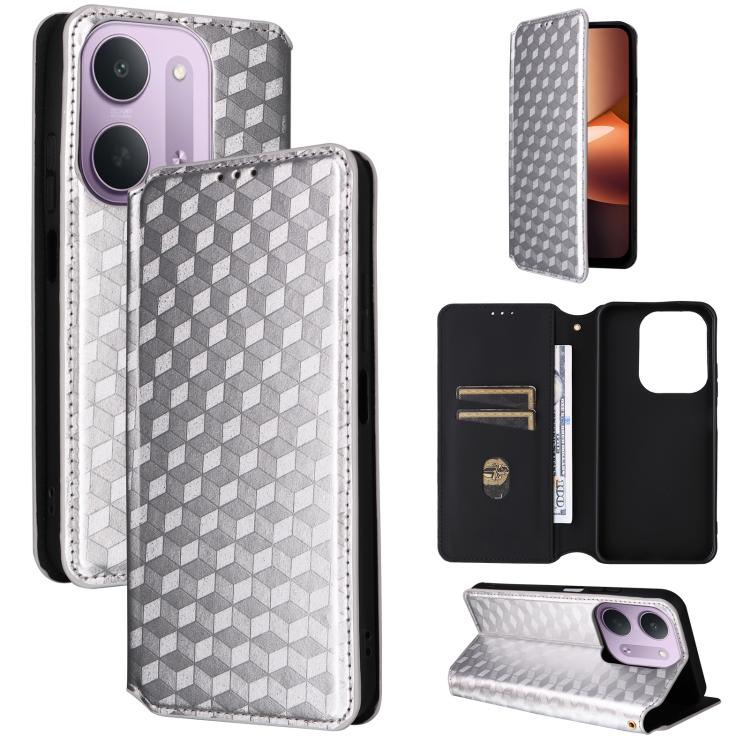 Cubic Grid Texture Flip Leather Phone Case, For Redmi 17 5G / 4G Global 170mm / Poco M8x, For Redmi Note 17 5G / 4G Global / 5G India 169.7mm, For Redmi 17C 5G, For Redmi Note 17 Pro+ 5G Global 163.4mm, For Redmi K100 Pro Max 5G / Poco F9 Ultra 5G     ...