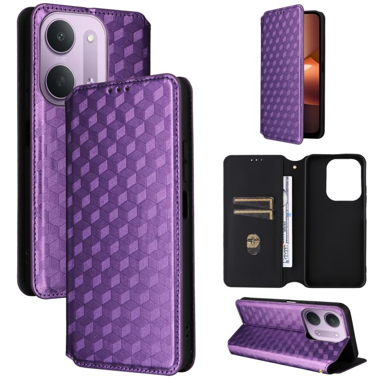 Cubic Grid Texture Flip Leather Phone Case, For Redmi 17 5G / 4G Global 170mm / Poco M8x, For Redmi Note 17 5G / 4G Global / 5G India 169.7mm, For Redmi 17C 5G, For Redmi Note 17 Pro+ 5G Global 163.4mm, For Redmi K100 Pro Max 5G / Poco F9 Ultra 5G     ...