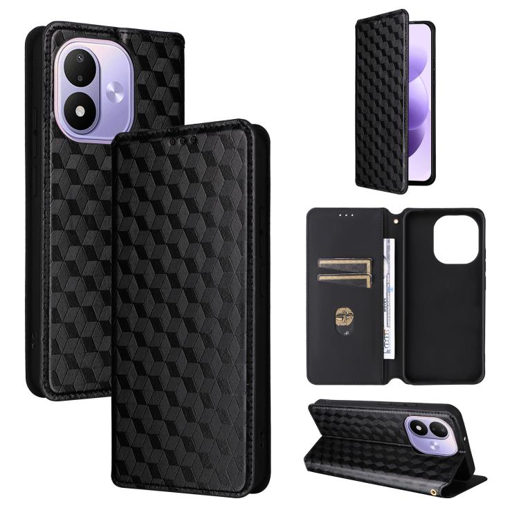 Cubic Grid Texture Flip Leather Phone Case, For Redmi 17 5G / 4G Global 170mm / Poco M8x, For Redmi Note 17 5G / 4G Global / 5G India 169.7mm, For Redmi 17C 5G, For Redmi Note 17 Pro+ 5G Global 163.4mm, For Redmi K100 Pro Max 5G / Poco F9 Ultra 5G     ...