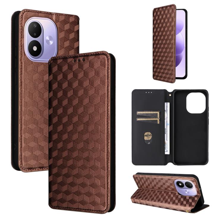 Cubic Grid Texture Flip Leather Phone Case, For Redmi 17 5G / 4G Global 170mm / Poco M8x, For Redmi Note 17 5G / 4G Global / 5G India 169.7mm, For Redmi 17C 5G, For Redmi Note 17 Pro+ 5G Global 163.4mm, For Redmi K100 Pro Max 5G / Poco F9 Ultra 5G     ...