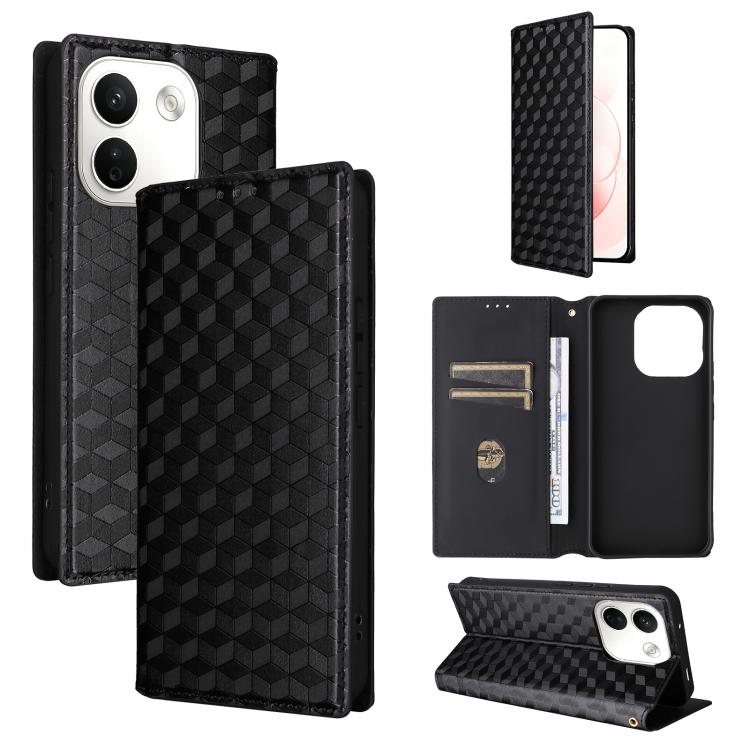 Cubic Grid Texture Flip Leather Phone Case, For Redmi 17 5G / 4G Global 170mm / Poco M8x, For Redmi Note 17 5G / 4G Global / 5G India 169.7mm, For Redmi 17C 5G, For Redmi Note 17 Pro+ 5G Global 163.4mm, For Redmi K100 Pro Max 5G / Poco F9 Ultra 5G     ...
