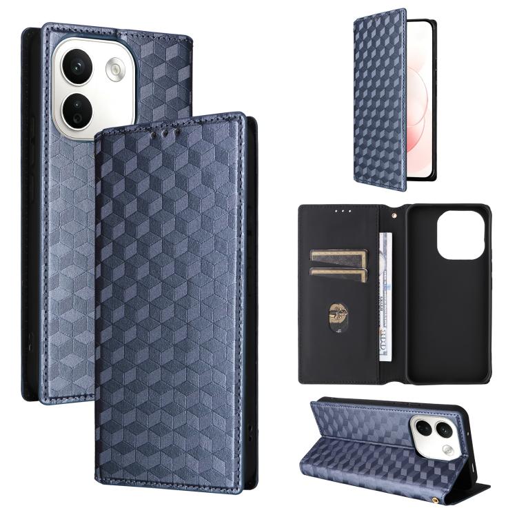 Cubic Grid Texture Flip Leather Phone Case, For Redmi 17 5G / 4G Global 170mm / Poco M8x, For Redmi Note 17 5G / 4G Global / 5G India 169.7mm, For Redmi 17C 5G, For Redmi Note 17 Pro+ 5G Global 163.4mm, For Redmi K100 Pro Max 5G / Poco F9 Ultra 5G     ...