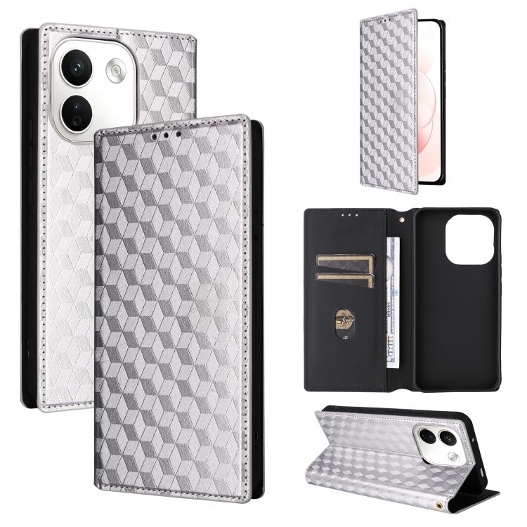 Cubic Grid Texture Flip Leather Phone Case, For Redmi 17 5G / 4G Global 170mm / Poco M8x, For Redmi Note 17 5G / 4G Global / 5G India 169.7mm, For Redmi 17C 5G, For Redmi Note 17 Pro+ 5G Global 163.4mm, For Redmi K100 Pro Max 5G / Poco F9 Ultra 5G     ...