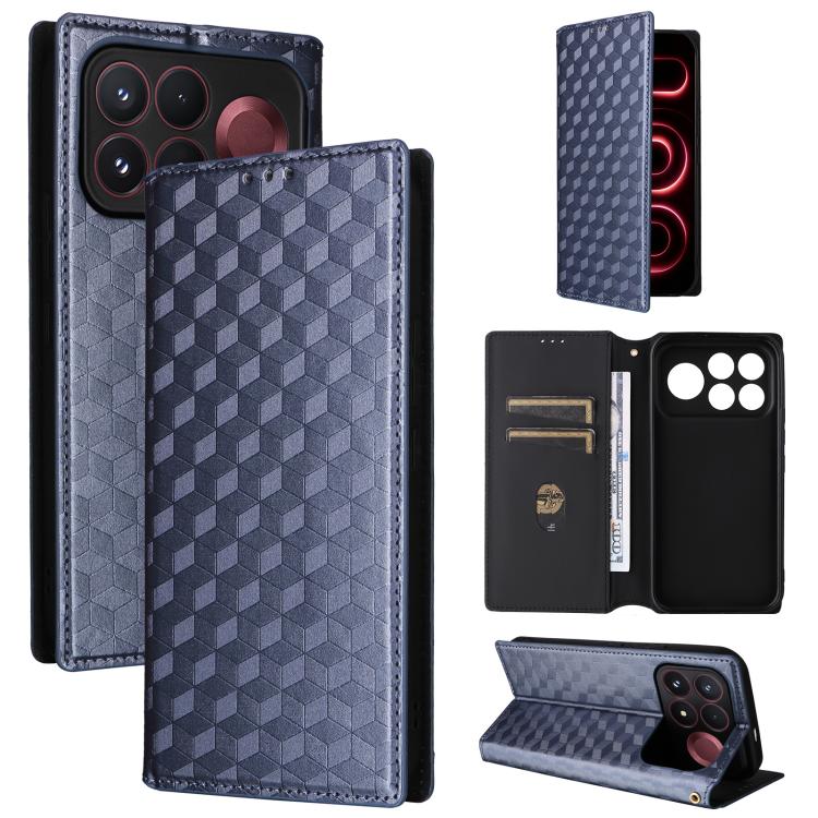 Cubic Grid Texture Flip Leather Phone Case, For Redmi 17 5G / 4G Global 170mm / Poco M8x, For Redmi Note 17 5G / 4G Global / 5G India 169.7mm, For Redmi 17C 5G, For Redmi Note 17 Pro+ 5G Global 163.4mm, For Redmi K100 Pro Max 5G / Poco F9 Ultra 5G     ...