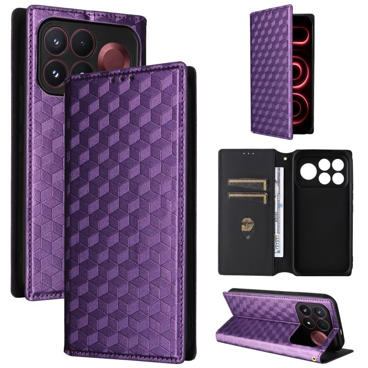 Cubic Grid Texture Flip Leather Phone Case, For Redmi 17 5G / 4G Global 170mm / Poco M8x, For Redmi Note 17 5G / 4G Global / 5G India 169.7mm, For Redmi 17C 5G, For Redmi Note 17 Pro+ 5G Global 163.4mm, For Redmi K100 Pro Max 5G / Poco F9 Ultra 5G     ...