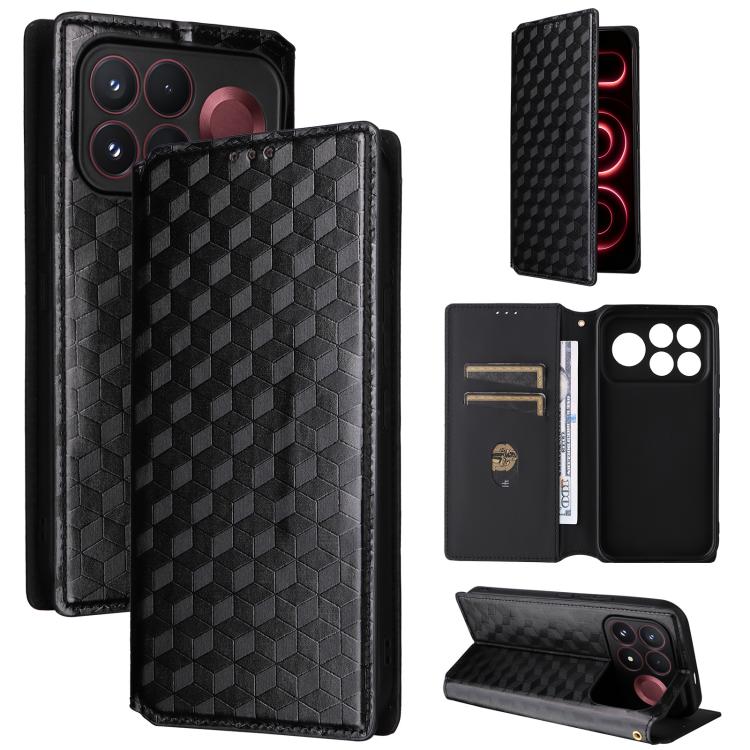 Cubic Grid Texture Flip Leather Phone Case, For Redmi 17 5G / 4G Global 170mm / Poco M8x, For Redmi Note 17 5G / 4G Global / 5G India 169.7mm, For Redmi 17C 5G, For Redmi Note 17 Pro+ 5G Global 163.4mm, For Redmi K100 Pro Max 5G / Poco F9 Ultra 5G     ...