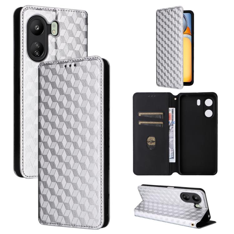 Cubic Grid Texture Flip Leather Phone Case, For Xiaomi Poco C65 4G / Redmi 13C 4G, For Xiaomi 14 Pro, For Xiaomi 14, For Xiaomi Poco M6 Pro 5G / Redmi 12 5G, For Xiaomi 13T 5G / 13T Pro 5G, For Xiaomi Poco F5 5G / Redmi Note 12 Turbo 5G                ...