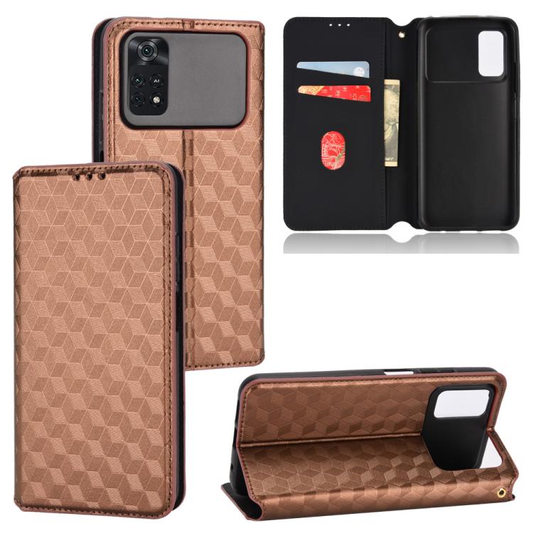 Cubic Grid Texture Flip Leather Phone Case, For Xiaomi Black Shark 5 Pro, For Xiaomi Poco M4 Pro 4G, For Xiaomi Black Shark 4