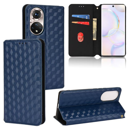 Cubic Grid Texture Flip Leather Phone Case, For Honor 60, For Honor 50