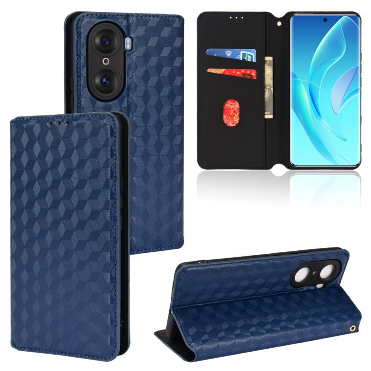 Cubic Grid Texture Flip Leather Phone Case, For Honor 60, For Honor 50