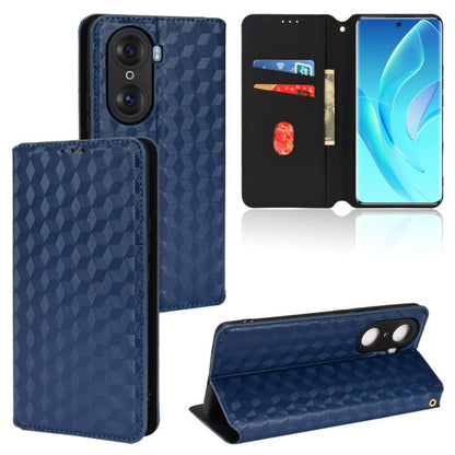 Cubic Grid Texture Flip Leather Phone Case, For Honor 60, For Honor 50