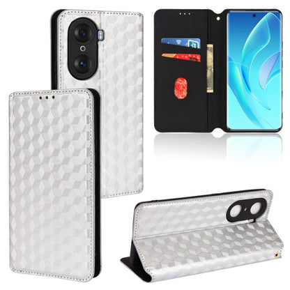 Cubic Grid Texture Flip Leather Phone Case, For Honor 60, For Honor 50