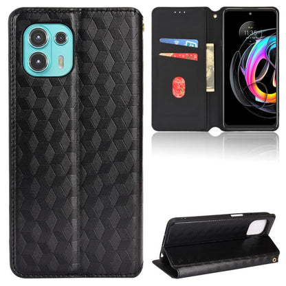 Cubic Grid Texture Flip Leather Phone Case, For Motorola Edge 20, For Motorola Edge 20 Lite, For Motorola Edge 20 Pro