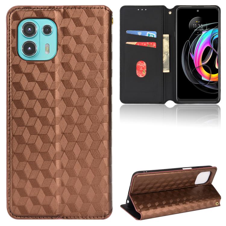 Cubic Grid Texture Flip Leather Phone Case, For Motorola Edge 20, For Motorola Edge 20 Lite, For Motorola Edge 20 Pro