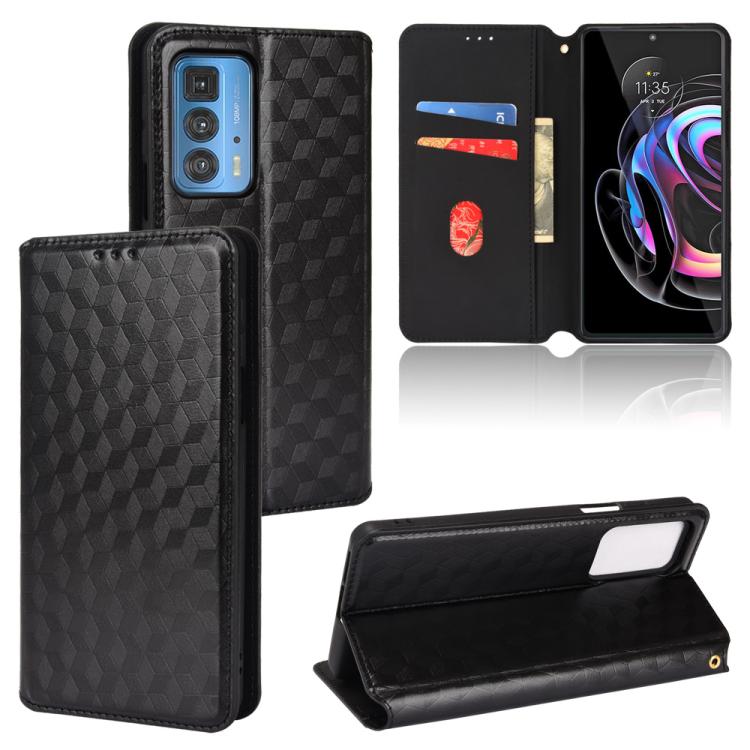 Cubic Grid Texture Flip Leather Phone Case, For Motorola Edge 20, For Motorola Edge 20 Lite, For Motorola Edge 20 Pro