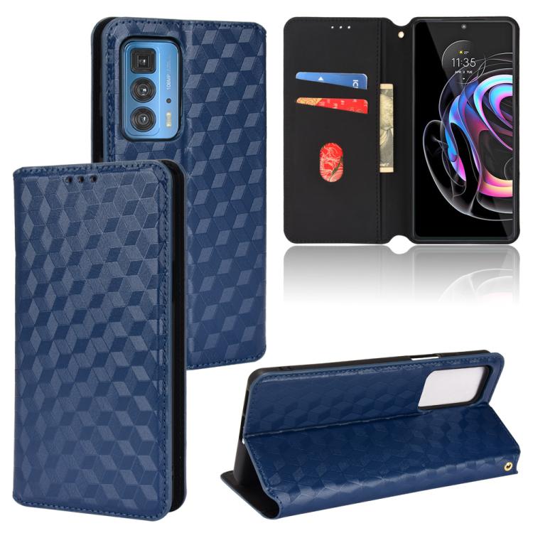 Cubic Grid Texture Flip Leather Phone Case, For Motorola Edge 20, For Motorola Edge 20 Lite, For Motorola Edge 20 Pro