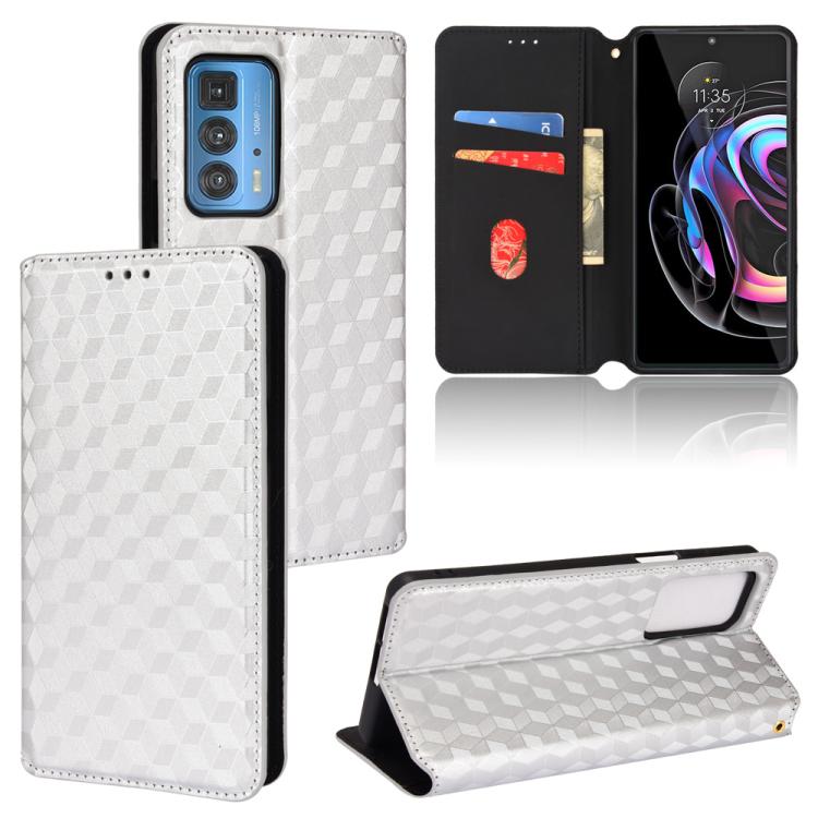 Cubic Grid Texture Flip Leather Phone Case, For Motorola Edge 20, For Motorola Edge 20 Lite, For Motorola Edge 20 Pro