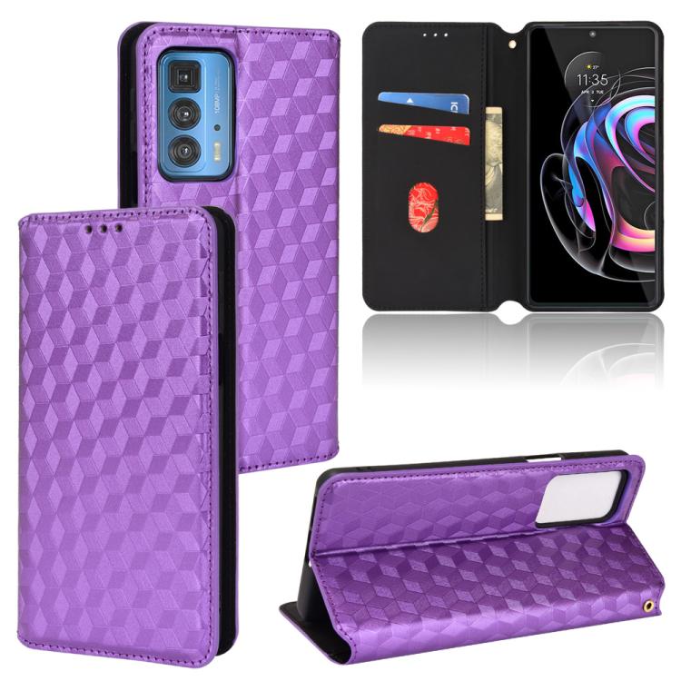 Cubic Grid Texture Flip Leather Phone Case, For Motorola Edge 20, For Motorola Edge 20 Lite, For Motorola Edge 20 Pro