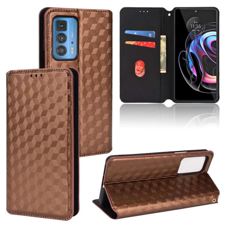 Cubic Grid Texture Flip Leather Phone Case, For Motorola Edge 20, For Motorola Edge 20 Lite, For Motorola Edge 20 Pro