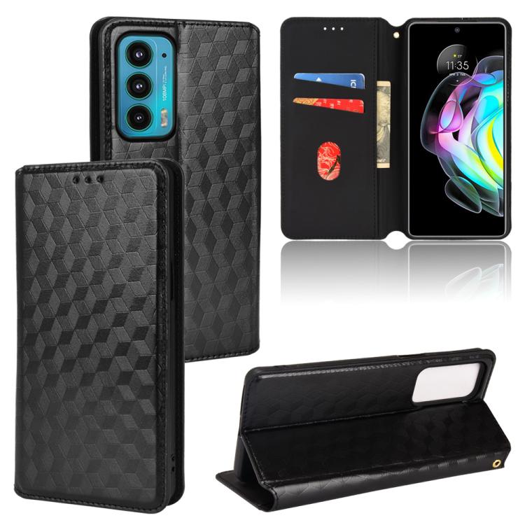 Cubic Grid Texture Flip Leather Phone Case, For Motorola Edge 20, For Motorola Edge 20 Lite, For Motorola Edge 20 Pro