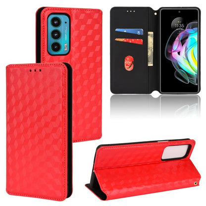 Cubic Grid Texture Flip Leather Phone Case, For Motorola Edge 20, For Motorola Edge 20 Lite, For Motorola Edge 20 Pro