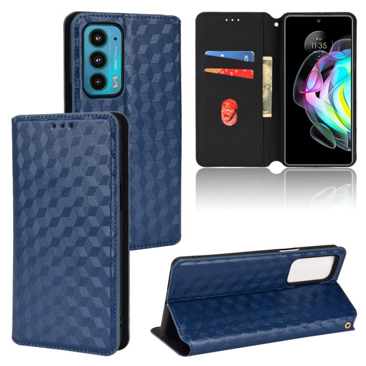 Cubic Grid Texture Flip Leather Phone Case, For Motorola Edge 20, For Motorola Edge 20 Lite, For Motorola Edge 20 Pro