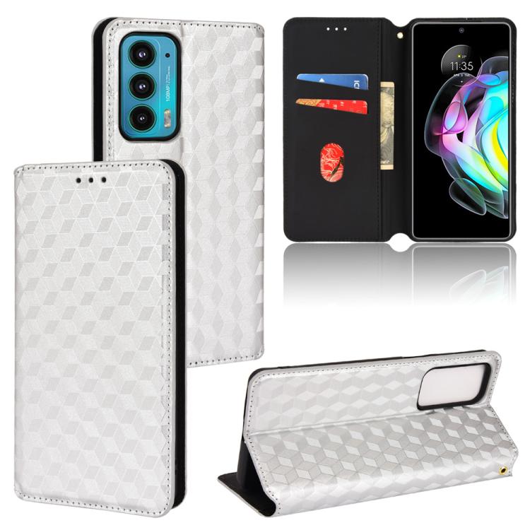 Cubic Grid Texture Flip Leather Phone Case, For Motorola Edge 20, For Motorola Edge 20 Lite, For Motorola Edge 20 Pro