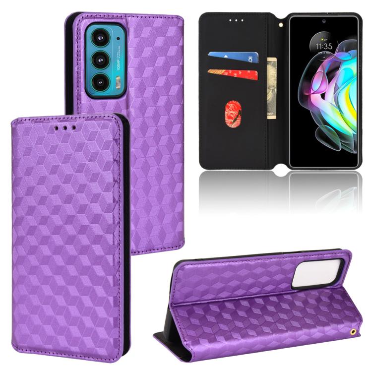 Cubic Grid Texture Flip Leather Phone Case, For Motorola Edge 20, For Motorola Edge 20 Lite, For Motorola Edge 20 Pro