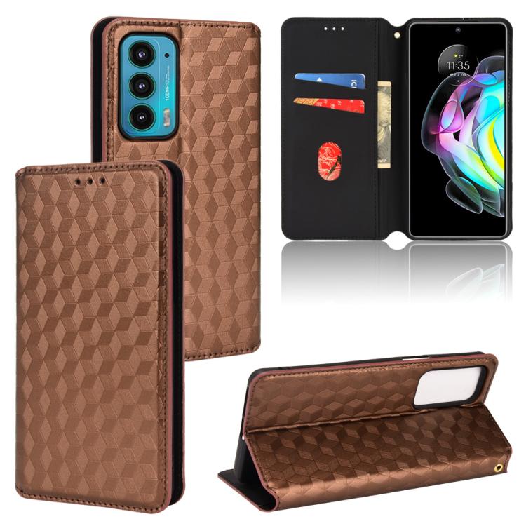 Cubic Grid Texture Flip Leather Phone Case, For Motorola Edge 20, For Motorola Edge 20 Lite, For Motorola Edge 20 Pro
