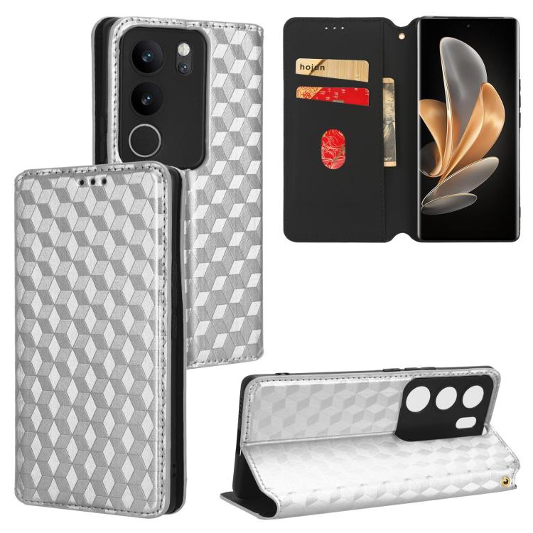 Cubic Grid Texture Flip Leather Phone Case, For vivo Y58 5G / Y38 5G / Y200i 5G, For vivo Y28 4G, For vivo X100 Ultra 5G, For vivo V30e 5G, For vivo Y100 5G IDN / V30 Lite India, For vivo Y03 4G, For vivo S18 5G / V30, For vivo S18 Pro 5G              ...