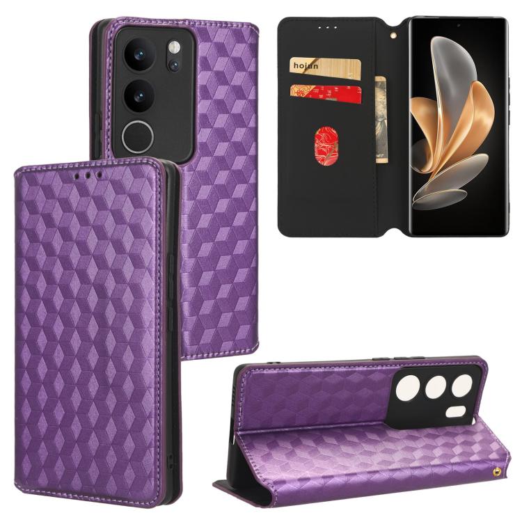 Cubic Grid Texture Flip Leather Phone Case, For vivo Y58 5G / Y38 5G / Y200i 5G, For vivo Y28 4G, For vivo X100 Ultra 5G, For vivo V30e 5G, For vivo Y100 5G IDN / V30 Lite India, For vivo Y03 4G, For vivo S18 5G / V30, For vivo S18 Pro 5G              ...