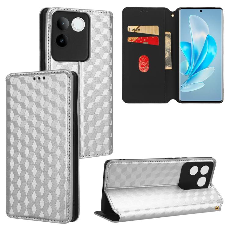 Cubic Grid Texture Flip Leather Phone Case, For vivo Y58 5G / Y38 5G / Y200i 5G, For vivo Y28 4G, For vivo X100 Ultra 5G, For vivo V30e 5G, For vivo Y100 5G IDN / V30 Lite India, For vivo Y03 4G, For vivo S18 5G / V30, For vivo S18 Pro 5G              ...