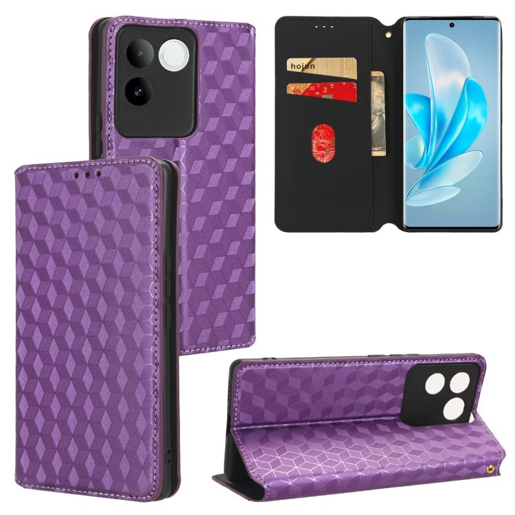 Cubic Grid Texture Flip Leather Phone Case, For vivo Y58 5G / Y38 5G / Y200i 5G, For vivo Y28 4G, For vivo X100 Ultra 5G, For vivo V30e 5G, For vivo Y100 5G IDN / V30 Lite India, For vivo Y03 4G, For vivo S18 5G / V30, For vivo S18 Pro 5G              ...