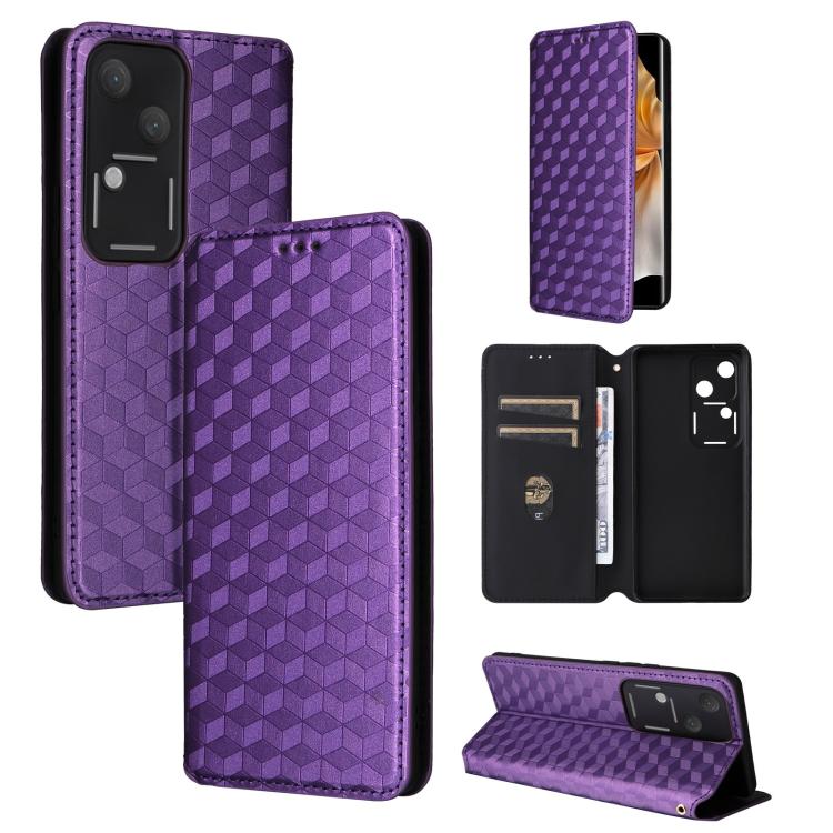 Cubic Grid Texture Flip Leather Phone Case, For vivo Y58 5G / Y38 5G / Y200i 5G, For vivo Y28 4G, For vivo X100 Ultra 5G, For vivo V30e 5G, For vivo Y100 5G IDN / V30 Lite India, For vivo Y03 4G, For vivo S18 5G / V30, For vivo S18 Pro 5G              ...