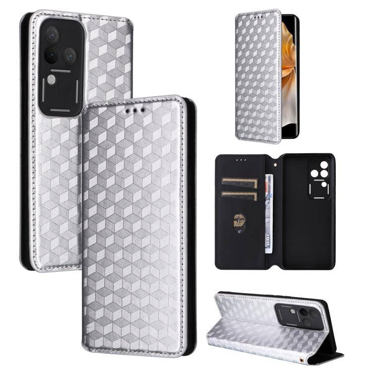 Cubic Grid Texture Flip Leather Phone Case, For vivo Y58 5G / Y38 5G / Y200i 5G, For vivo Y28 4G, For vivo X100 Ultra 5G, For vivo V30e 5G, For vivo Y100 5G IDN / V30 Lite India, For vivo Y03 4G, For vivo S18 5G / V30, For vivo S18 Pro 5G              ...