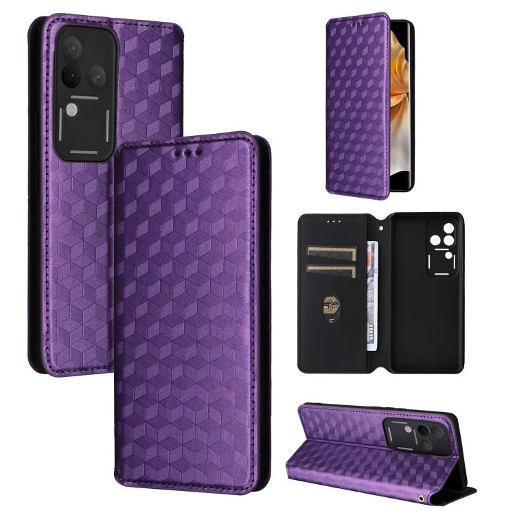 Cubic Grid Texture Flip Leather Phone Case, For vivo Y58 5G / Y38 5G / Y200i 5G, For vivo Y28 4G, For vivo X100 Ultra 5G, For vivo V30e 5G, For vivo Y100 5G IDN / V30 Lite India, For vivo Y03 4G, For vivo S18 5G / V30, For vivo S18 Pro 5G              ...
