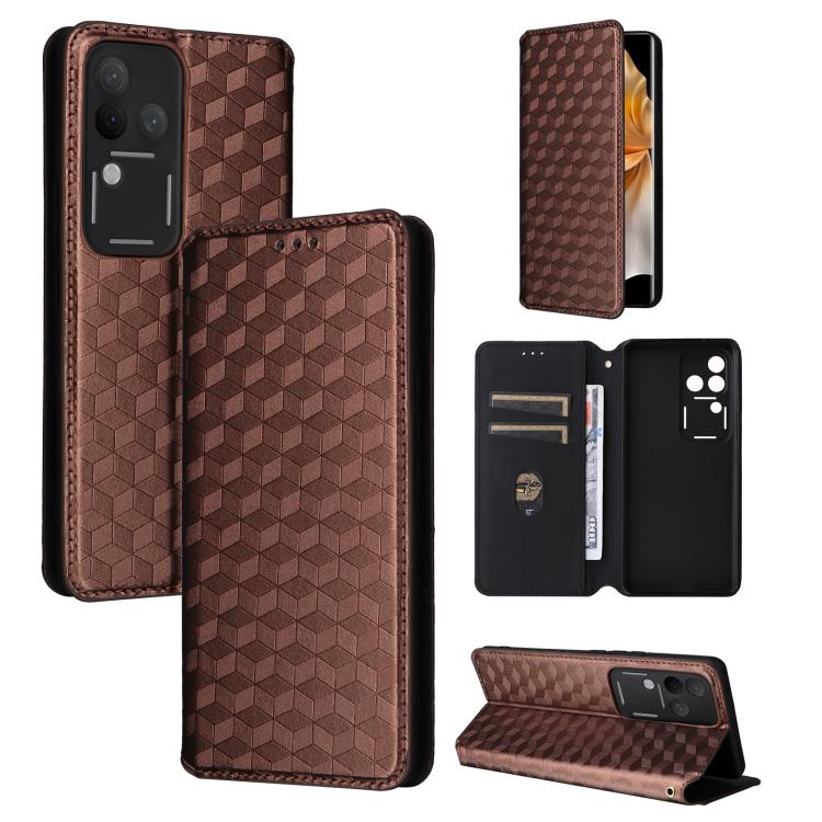 Cubic Grid Texture Flip Leather Phone Case, For vivo Y58 5G / Y38 5G / Y200i 5G, For vivo Y28 4G, For vivo X100 Ultra 5G, For vivo V30e 5G, For vivo Y100 5G IDN / V30 Lite India, For vivo Y03 4G, For vivo S18 5G / V30, For vivo S18 Pro 5G              ...