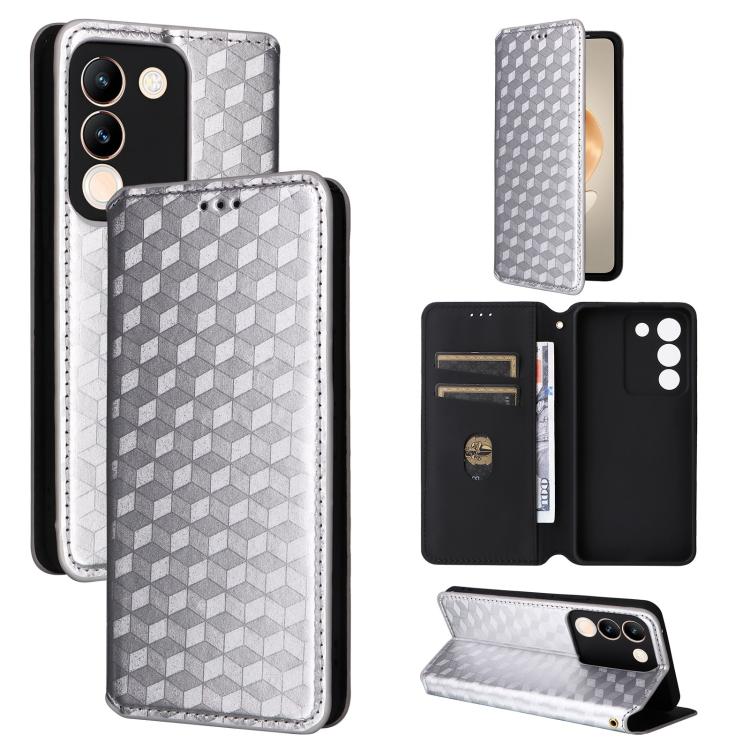 Cubic Grid Texture Flip Leather Phone Case, For vivo Y58 5G / Y38 5G / Y200i 5G, For vivo Y28 4G, For vivo X100 Ultra 5G, For vivo V30e 5G, For vivo Y100 5G IDN / V30 Lite India, For vivo Y03 4G, For vivo S18 5G / V30, For vivo S18 Pro 5G              ...